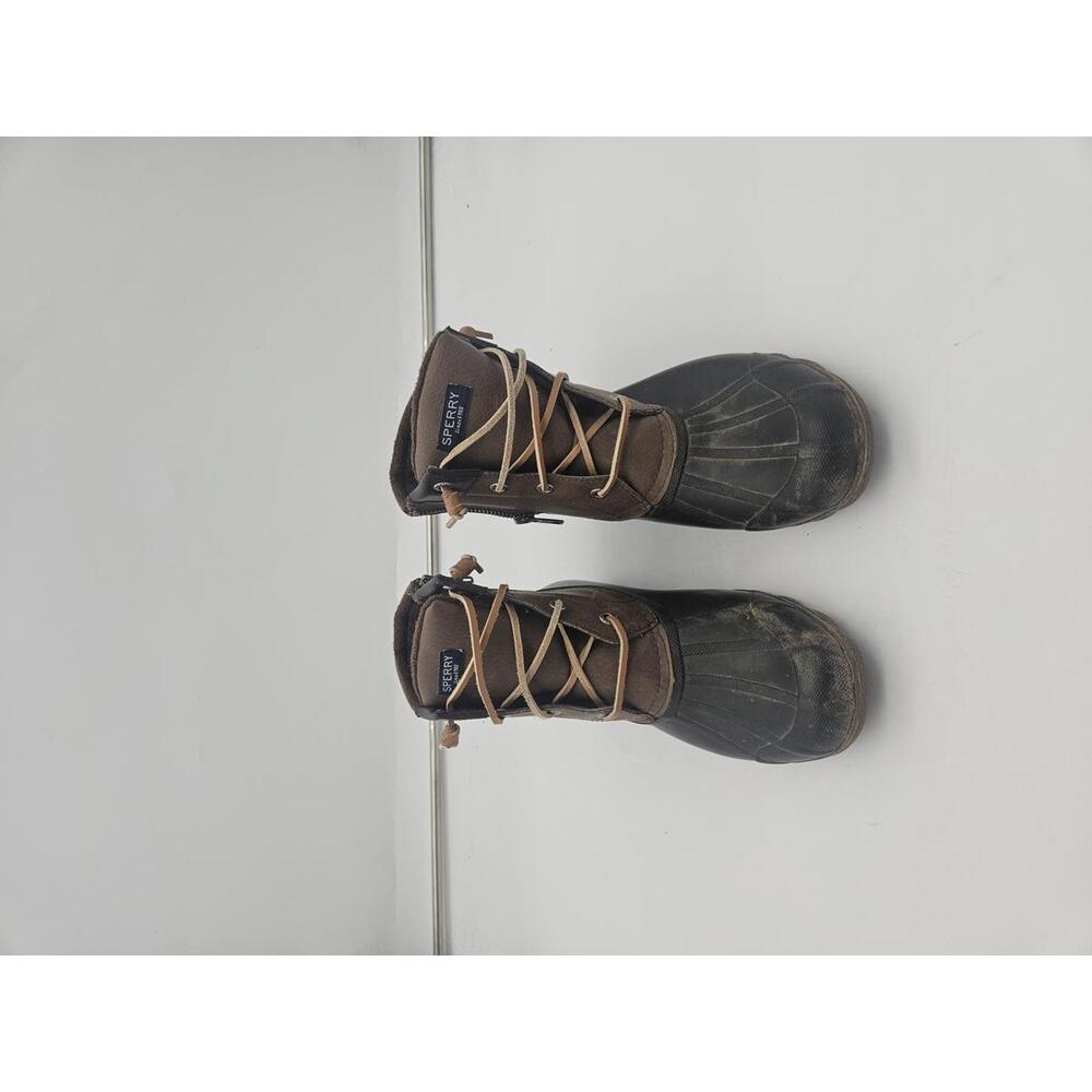 Sperry Syren Gulf Zip Brown Faux Leather Winter Duck Boots STS80524 Womens SZ 7M